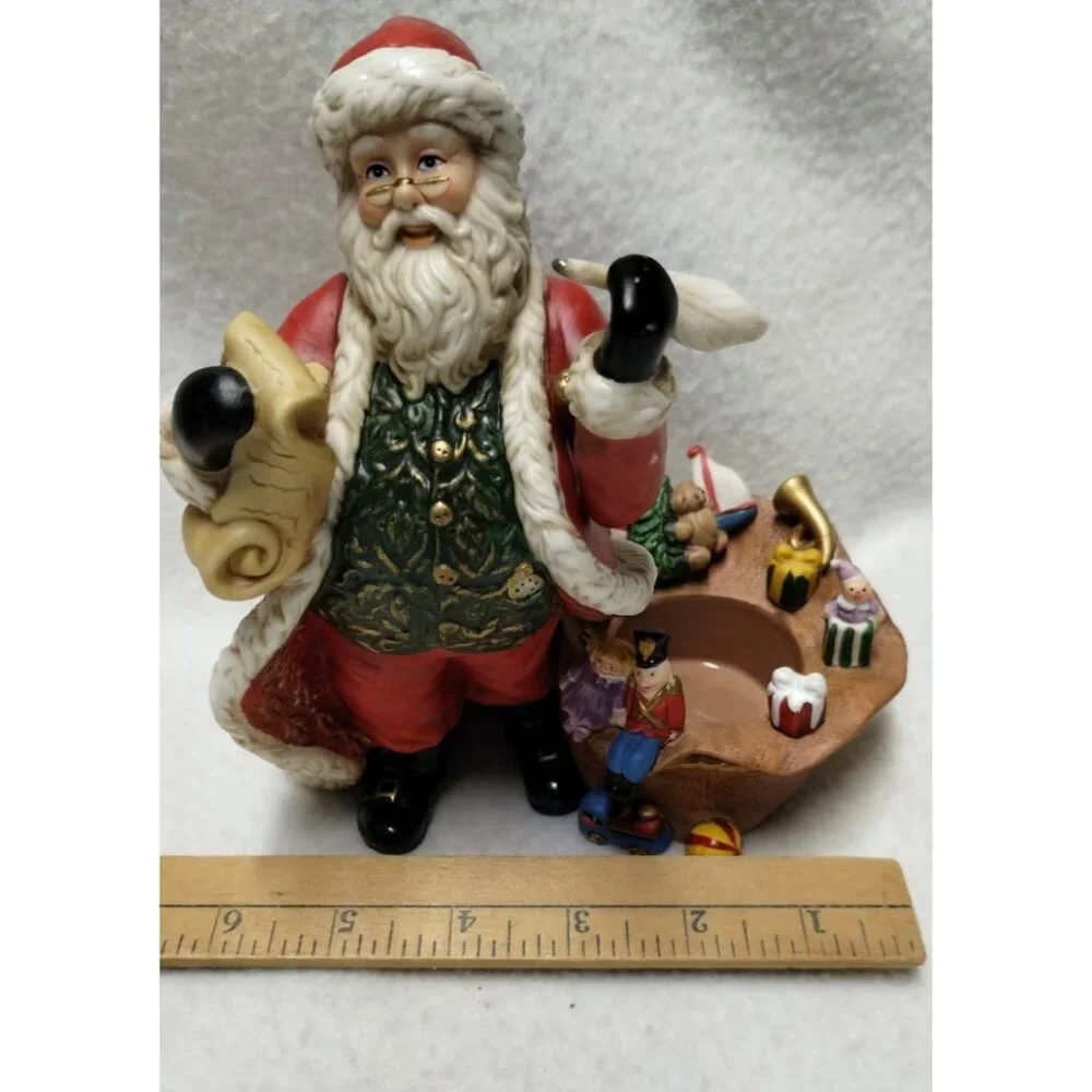 Partylite Santa Claus Tealight Holder wit‎ Toy Bag 7" Tall Hand-Painted